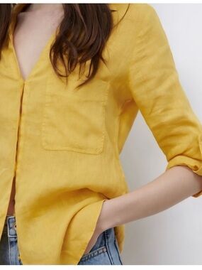 Zara Golden Yellow Linen Shirt NWT